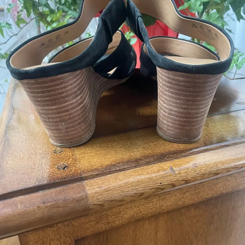 Franco Sarto Mistic Black Wedge Sandals Sz 8.51